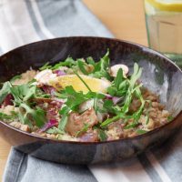 Bloemkoolrisotto met champignons en geitenkaas | koolhydraatarm